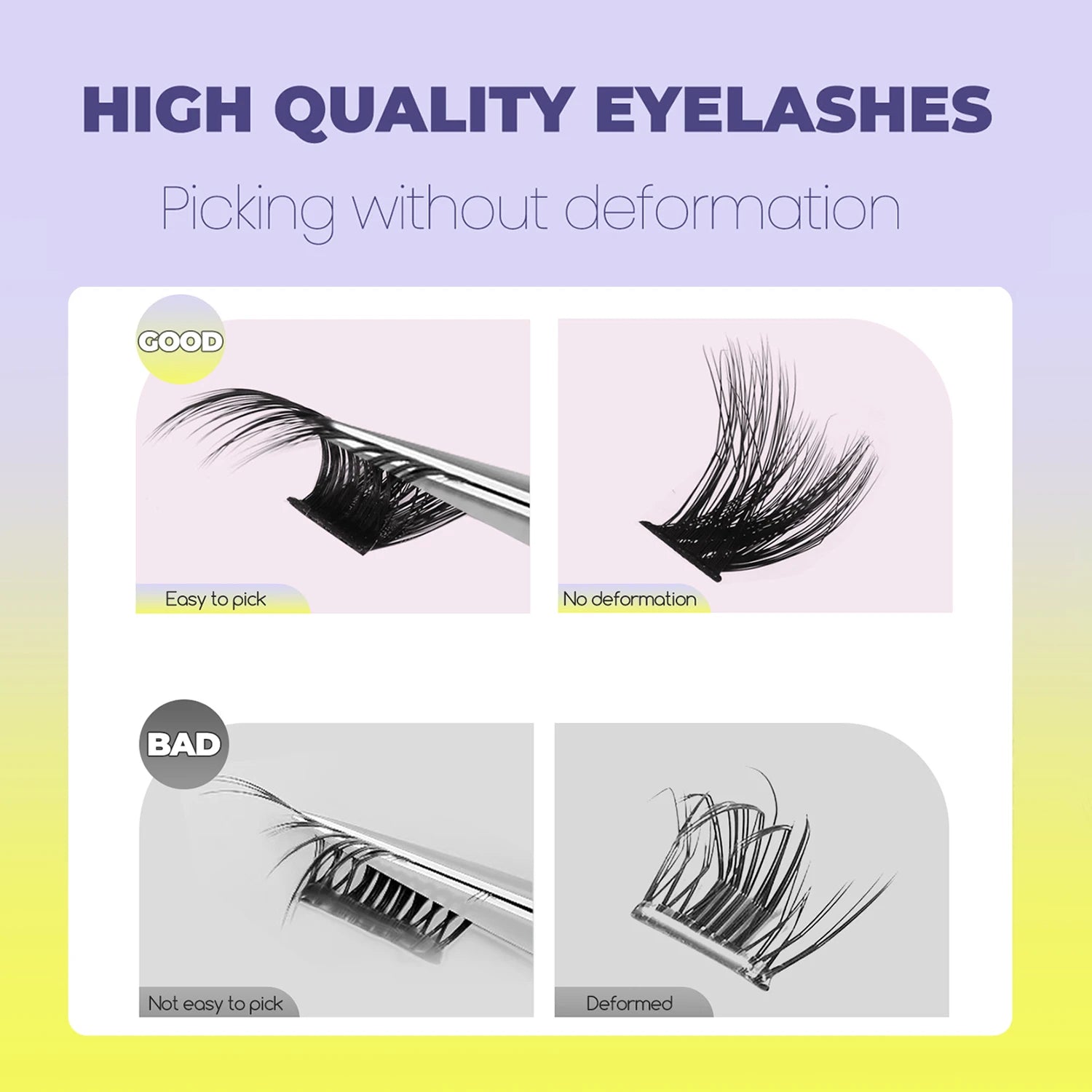 GROINNEYA Lashes Clusters Cat Eyelashes Wispy Individual Lashes Extensions Volume Fluffy Clusters Lashes DIY Eyelashes Makeup