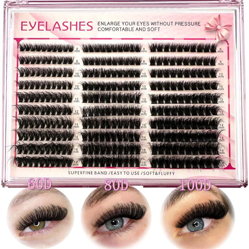 30Rows Cluster Eyelash Extension 8-16mm Mix Fluffy Thick Lash Clusters 60D80D100D Wispy Individual Eyelash Extension Cluster