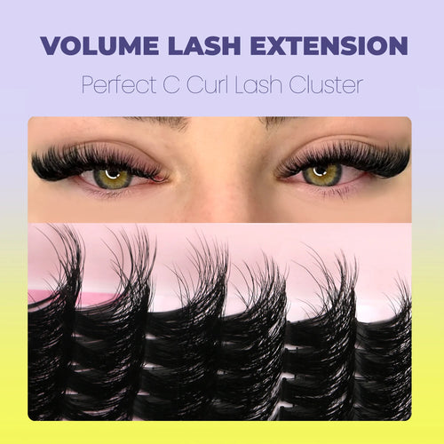 GROINNEYA Lashes Clusters Cat Eyelashes Wispy Individual Lashes Extensions Volume Fluffy Clusters Lashes DIY Eyelashes Makeup